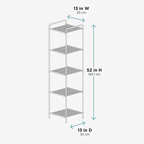 Zenna Home Slat Style Bathroom Linen Tower, 5 Shelves, Satin Nickel #TOP5