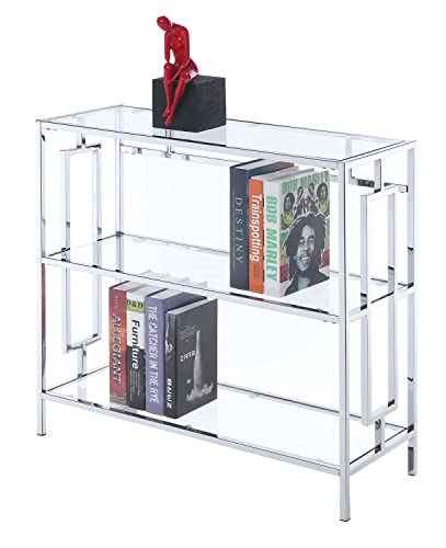 Convenience Concepts 135033GLCRO Town Square 3-Tier Bookcase, Clear Glass/Chrome Frame thumb #3