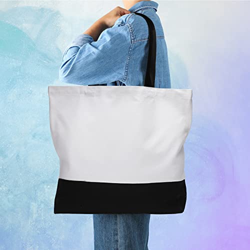16 Pack Canvas Tote Bag And Makeup Bag Blank Plain Canvas Bag Large Reusable Grocery Bags Shopping Cloth Bags With Handles Diy Craft Bag Canvas With Zipper Cosmetic Bag #TOP5