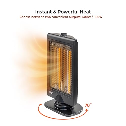 Comfort Zone Oscillating Portable Space Heater, Flat Panel, Halogen, Infrared, Electric, Adjustable Tilt, Overheat Sensor, Stay-Cool, & Tip-Over Switch, Ideal for Home, Bedroom, & Office, 800W, CZHTV9 by Comfort Zone - Image 6