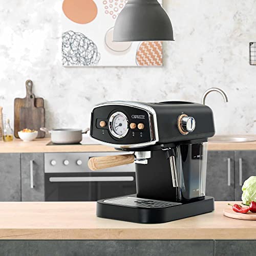 Caprizze Kai - Cafetera espresso semiautomática de 1050 W, capacidad de 15 bares para 5 tazas de café con evaporador, color negro mate - imagen 2