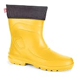 federleicht LEMIGO leichte Damen EVA Gummistiefel gefüttert Jessy (Gelb/Schwarz, 37 EU)