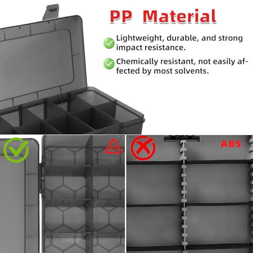 ZKH Small Parts Organizer Box, Clear Tackle Box Organizer with 4x12 Compartments, Removable Dividers, Stackable Bead Organizer Box, Ideal Craft Organizers and Storage for Beads,Screws,Fishhooks,Parts by ZKH - Image 6