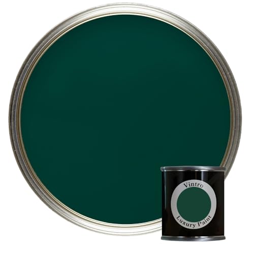 Vintro Paint | Luxury Matt Emulsion | Smooth Chalky Finish | Multi Surface Paint | for Walls, Ceilings, Wood and Metal | 125ml (Dark Green - Woodpecker Green)