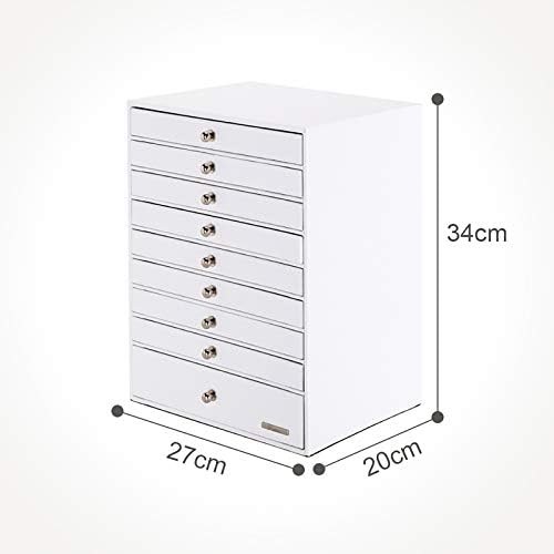 Seelux Jewellery Box, Extra Large Jewellery Storage Organiser, 9 Drawers with 9 Board Support, Faux Leather Jewelry Case for Rings, Earrings, Necklaces, Bracelet, Watches, Gift Case, White, Reusable