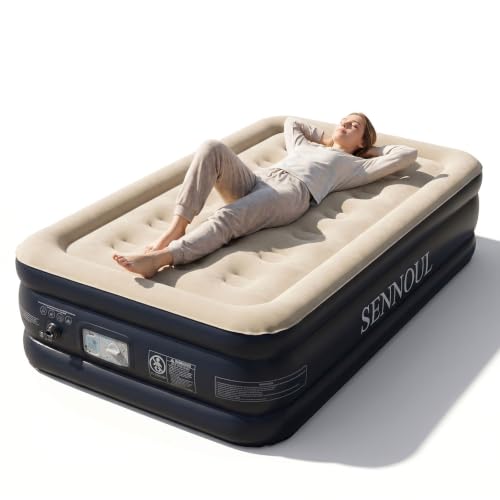 Image of SENNOUL Twin Air Mattress Built in Pump, 18 inch Raised Blow up Bed,650lb
