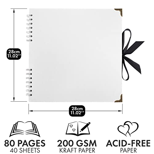 image for Bstorify Square Scrapbook Photo Albums 80 Pages (28 x 28 cm) White Thi
