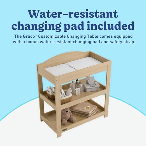 Graco Customizable Changing Table with Water-Resistant Changing Pad (Driftwood) - Customizable Modern Flat or Classic Arched Headboard, Changing Pad Included by Graco - Image 3
