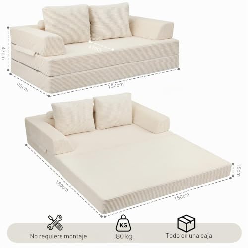 Sillón cama de pana para salón ideal como sofá convertible plegable en dormitorios infantiles 3