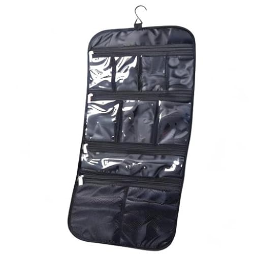 Freegrace Premium Hanging Toiletry Bag for Travel - Cosmetic, Jewelry, Toiletry, Makeup & Accessory Storage Organizer Bag, Large Size for Women & Men (Black)