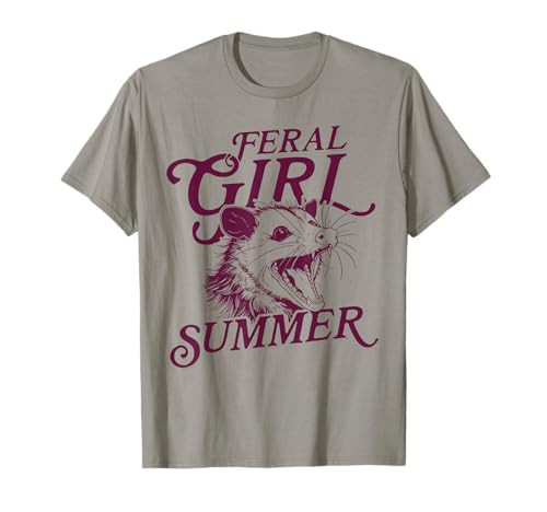 Retro Vintage Feral Girl Summer Opossum Lovers Funny Meme T-Shirt