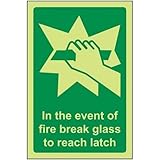 Vsafety 23018 ag-g "pausa per raggiungere di vetro" Safe condizioni generali Sign, Glow in the Dark, 1 mm, in plastica, ritratto, 100 mm x 150 mm, verde