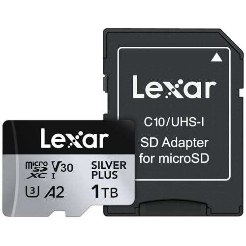 Lexar 1T Professional Silver Plus Micro SDJ[h UHS-I C10 U3 V30 tHD & 4K ő205/150MB/s microSDXC[J[h rfIOt@[/Q[}[ (LMSSIPL