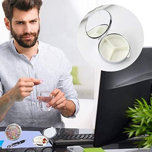 Image of Flowers Round Pill Box,3 Cell Plastic Insert,20 Pills Holding Capacity Button to Open,Mini Portable Portable Long-Term Storage Perfect for Carrying in Pockets,Wallets,Travel,Work