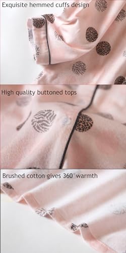 Women Pajamas Set Flannel Cotton Long Sleeve Button Down Top Pants Warm Sleepwear S-XL4