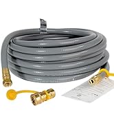 DQSDC 15FT 3/8" ID Natural Gas Grill Hose with Quick Connect Fittings, Low Pressure LPG Hose Fit ...