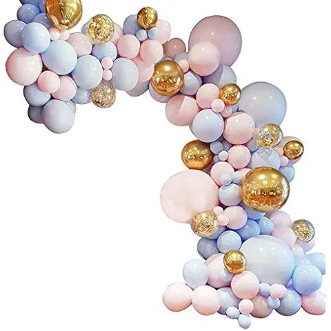 132pcs Balloon Arch & Garland Kit 5"-36" Pink Blue Balloon Gold Confetti Balloons 16ft for Wedding Baby Shower Birthday Party Shop Decoration Cover