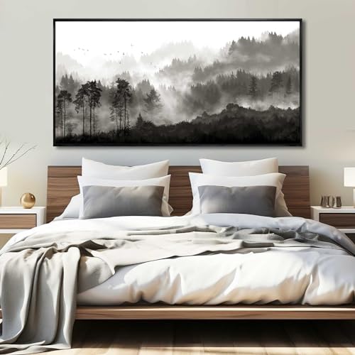 Black Canvas Art - Forest Painting - Framed Canvas Wall Art - Decorations for Living Room Bedroom Kitchen Office Picture Decor Wall 60x120 CM by SDYA - Used condition - Image 4