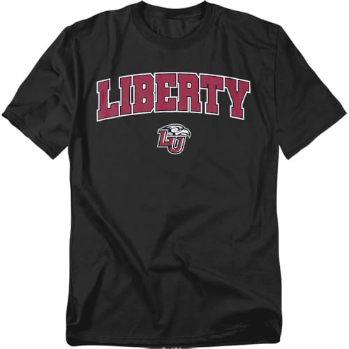 LOGOVISION Liberty University Arch Logo Black Unisex Adult T Shirt, Black, 4X-Large