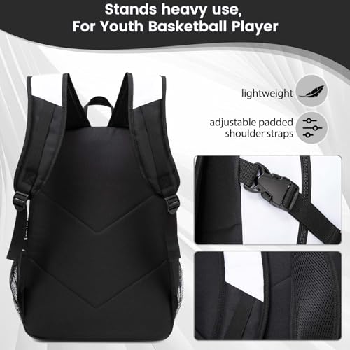 RTRYALN Basketball Backpack - Large Sports Equipment Bag with Ball Holder & Shoe Compartment for Basketball. (white)