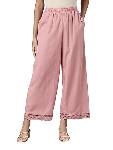 Image of GO COLORS Soft Linen Wide Pant Full Length for Women| Breathable, Mid Rise