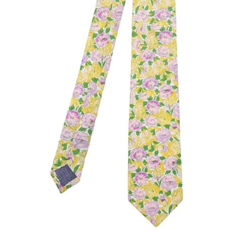 Image of Cotton Floral Ties for Men 2.76 inch Men's Skinny Tie Linen Flower Printed Neck Tie for Wedding Dating Party