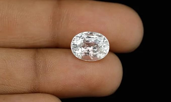 Saphir blanc de Ceylan naturel 9,25 Ratti : pierre Pukhraj véritable 8,45 carats