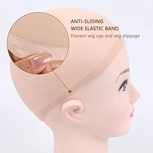 LABOTA 12 Pack Stretchy Nylon Wig Caps; Natural Beige; for Women and Men
