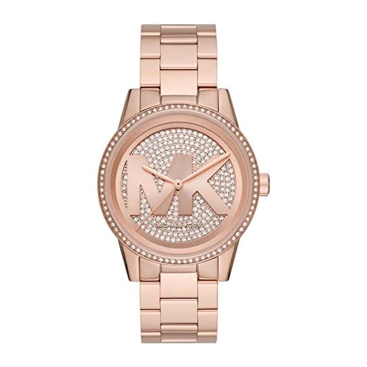 Michael Kors Reloj para mujer Ritz, movimiento de tres agujas, caja de acero inoxidable dorado de 41 mm con correa de acero inoxidable, MK6863