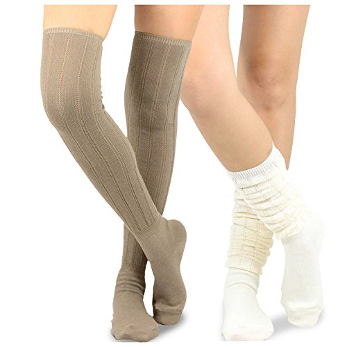Image of Fashionable Cotton Slouchy Boot Socks for Women and Girls: Long Thigh Highs, Over-the-Knee Highs, and Knee Highs