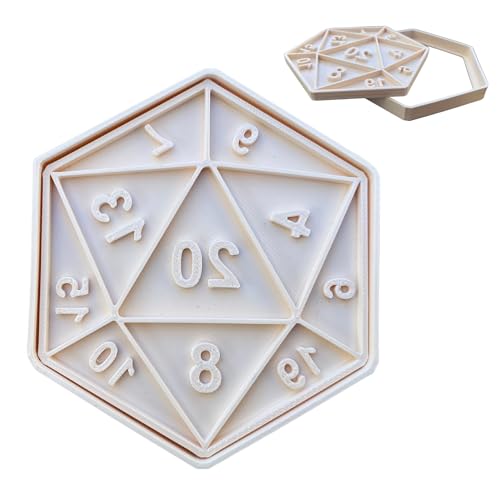 RPG Dice Cookie Cutter | D20 Role-Playing Game Baking Tool | Tabletop RPG Party Cookies | 3D Printed PLA | DnD, TTRPG, Fantasy Themed Baking