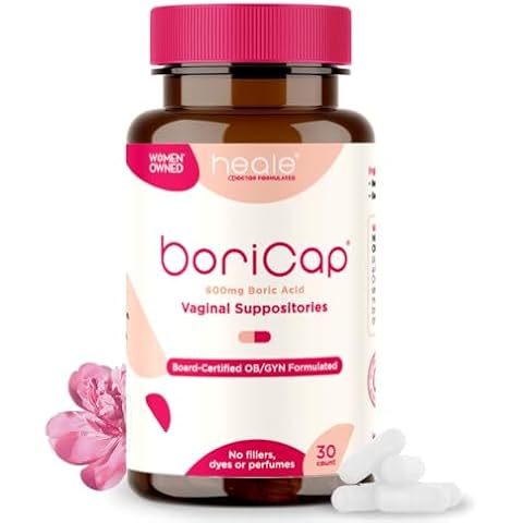 BoriCap - Boric Acid Suppositories for Women - 600 mg - Vaginal Health, pH Balance, Itch & Odor - Natural - Feminine Care - by Heale - 30 Capsules Cover