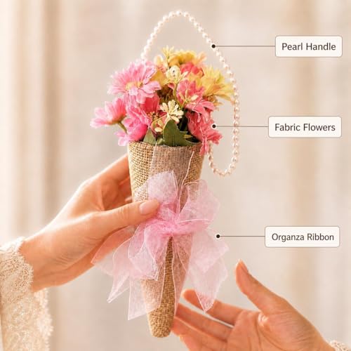 Image of SATYAM KRAFT 1 Pcs Artificial Daisy Flower Bouquet with Pearl Handle | Decorative Wall Hanging Floral Arrangement for Home Decor, Living Room, Gifting & Festive Decoration (Daisy)