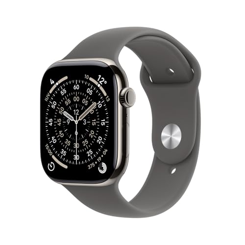 Apple Watch Series 11 GPS + Cellular, Caixa em titânio natural de 46 mm com Bracelete desportiva cinzento rocha - P/M
