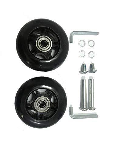 Gshfighting Black Luggage Suitcase Replacement 2 Wheels Sets 75Mm X 24Mm X 8Mm/2.95" X 0.94" X 0.31" Inline Skate Wheels Replacement Wheel With Bearings Abec 608Zz #TOP1