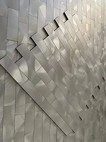 Xuaniny Peel And Stick Tile Backsplash For Kitchen Bathroom Self-Adhesive Metal Aluminum 3D Wall Sticker (11.81"X11.88"，10 Sheets, Silver) #TOP5