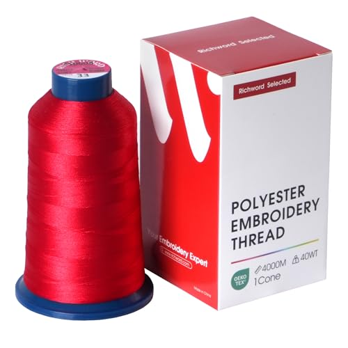 Image of Poolin Polyester Machine Embroidery Thread 4000M 40WT Red 0033 | Smooth Feeding with Stable Tension for Clean, Consistent Stitching on Home and Commercial Embroidery Machines