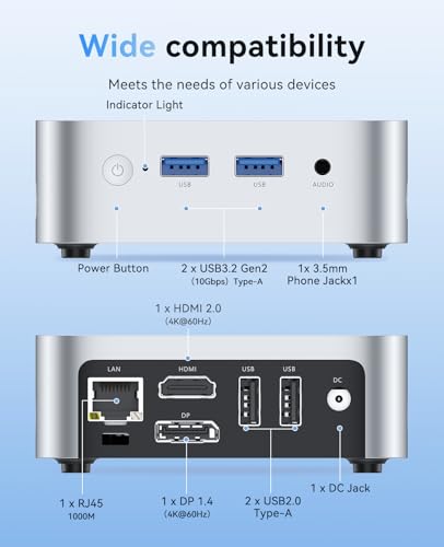 Image of ACEMAGIC Mini V1 Mini PC,12th Gen Alder Lake-N N97(Beat N150 /N100 /N95, up to 3.6GHz),16GB DDR4 RAM 512GB SSD Mini Computer, Support Dual 4K, WiFi, BT, Ethernet, Small PC for Business Home