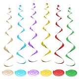 18 Stück Hängende Spiralen Girlanden Fasching Deko Luftschlangen Party Dekorationen Folien Wirbel Deko Spiral Girlande Deckenhänger Spiral für Hochzeiten Geburtstag Weihnachten Karneval