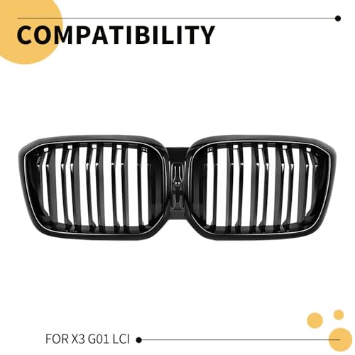 MAXDOM Replacement Front Upper Grill Fit for BMW (2022-2024) X3 G01 X4 G02 LCI – Gloss Black Double Slats ABS Grille by MAXDOM LLC - Image 3