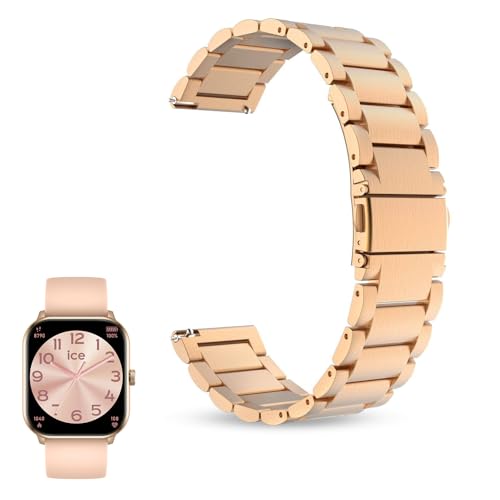 MBROS Compatible pour ICE-WATCH Metal Acier Classique Bracelet De Remplacement Compatible pour ICE-WATCH - Ice Smart Montre Connectée Femme 1.85 inch (Or Rose)