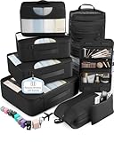 Veken 10 Set/8 Set Packing Cubes for Travel Essentials, Suitcase Organizer Bags in 4 Sizes, Carry-On Luggage Accessories with Laundry & Toiletry Bag, Airplane Must-Have, Road Trip & Camp Gifts for Men