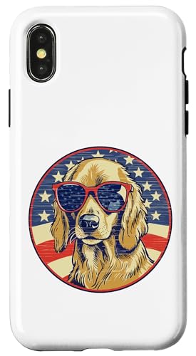 Golden Retriever t Golden Retriever Regalo Bandera de Estados Unidos Carcasa para iPhone X/XS