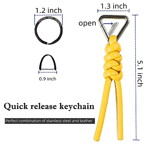 Image of Leather Key Chain Car Universal Unisex Key Chain with Removable Triangle Open Key Ring