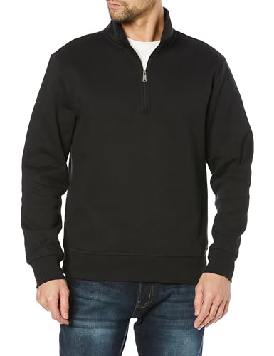 [Amazon Essentials] プルオーバー スウェットシャツ クォータージップ フリース 長袖 メンズ ブラック XL