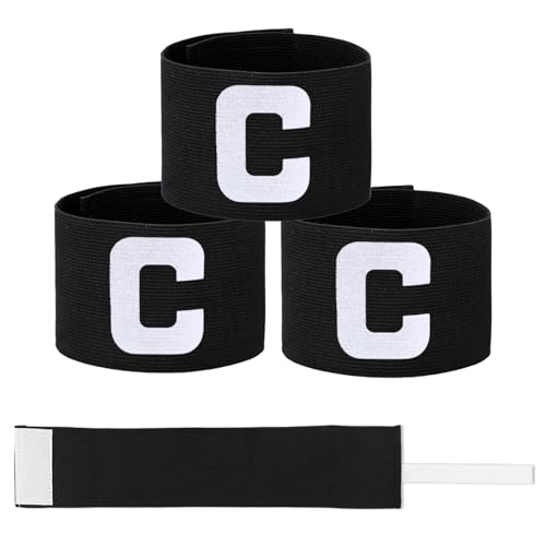 3PCS Captain Armbands, 7x33 Cm/2.75x13 Inch Black Soccer