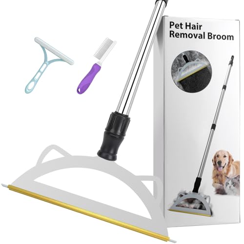 Image of Pet Hair Remover Set 49 inchAdjustable Long Handle Advanced Pet Hair Removal Tool Reusable Dog Cat Hair Remover,Pet Hair Removal Broom,Embedded Fur Removal from Low Pile Rugs Stairs