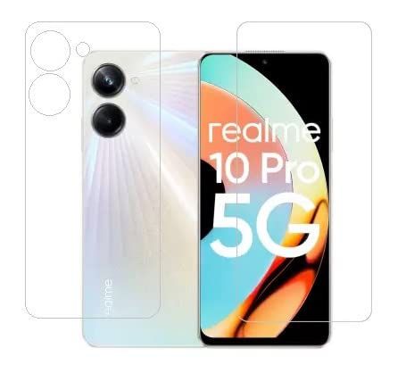 HOBBYTRONICS Anti Fingerprint Realme 10 Pro 5G Front Tempered Glass (Transparent) and Back Screen Protector (Transparent)