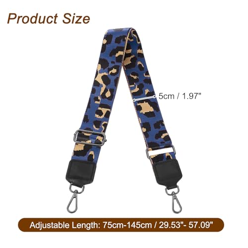 Image of uxcell Wide Shoulder Strap, 5cm Adjustable Purse Strap Replacement Crossbody Strap for Shoulder Bag Handbag, Dark Blue, Black Square Mouth Buckle