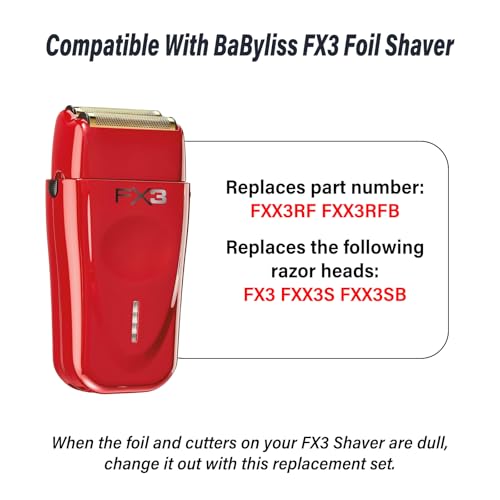 Image of Compatible with BaByliss Pro FX3 Foil Shaver Replacement Head - 1Pack Red | Rplacement Foil Compatible with BaBylisspro FX3 Professional High Speed Foil Shaver Top, FXX3RF Blade Parts with 2 Cutters